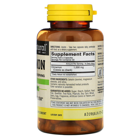 Mason Natural, Cinnamon, 1,000 mg, 100 Capsules