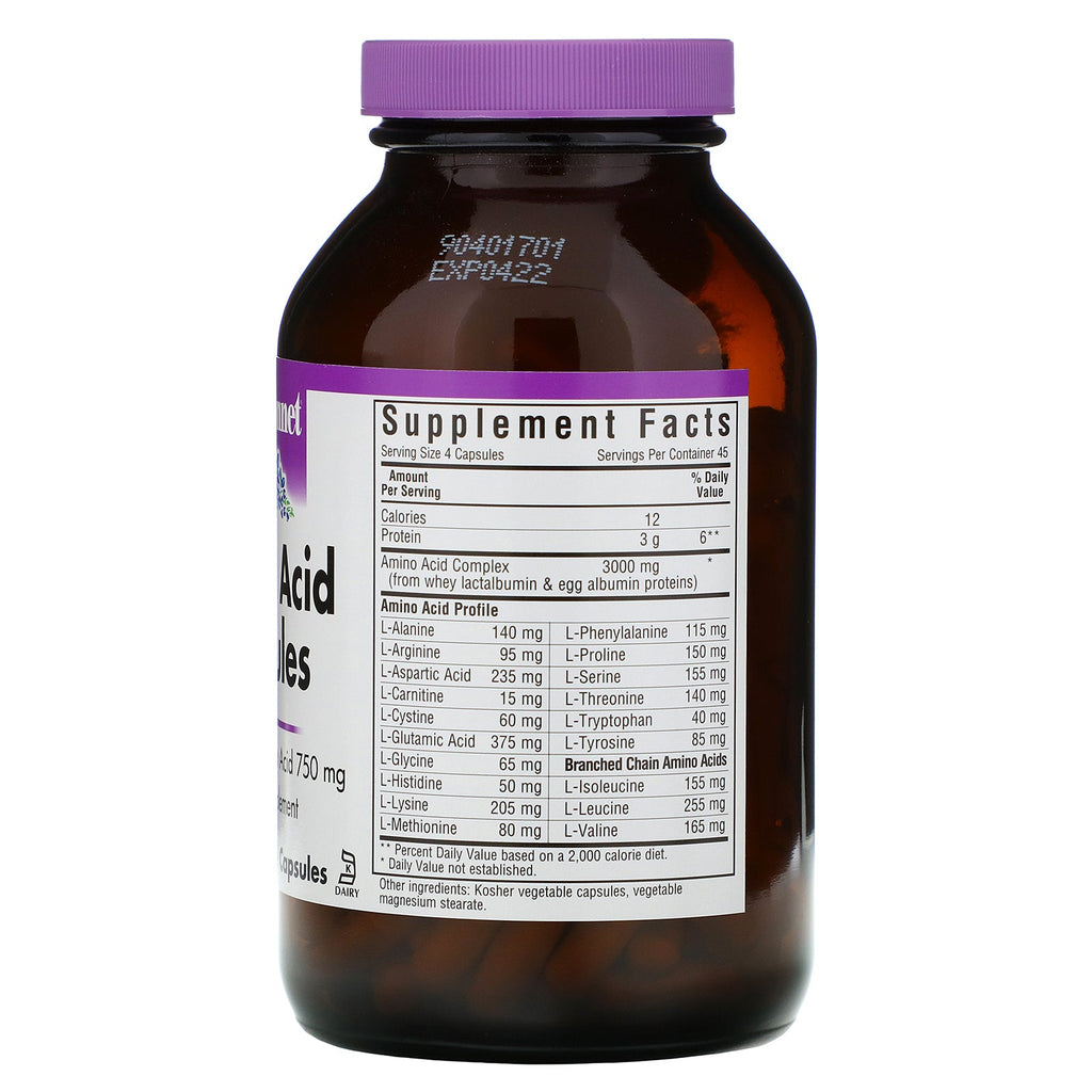 Bluebonnet Nutrition, Amino Acid Capsules, 750 mg, 180 Vegetable Capsules