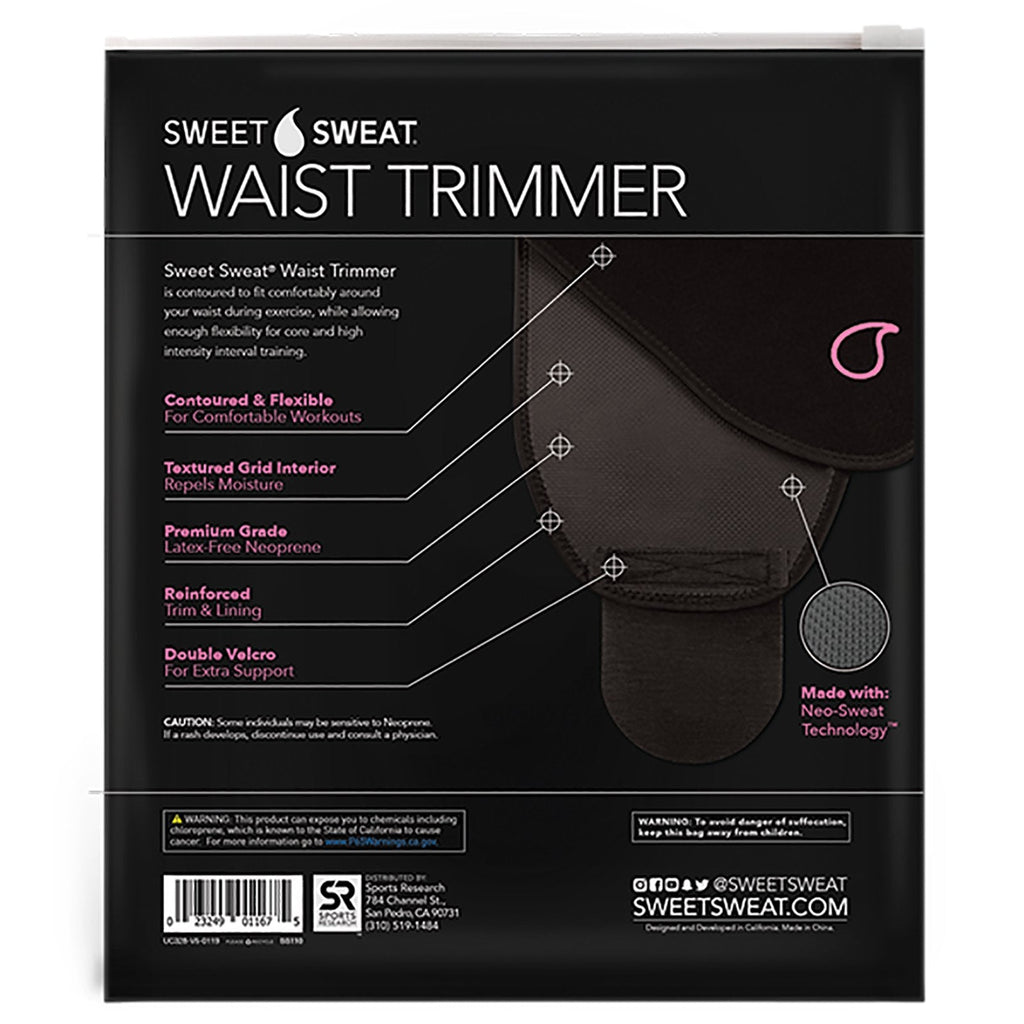Sports Research, Sweet Sweat Waist Trimmer, Small, Black &amp; Pink, 1 bælte