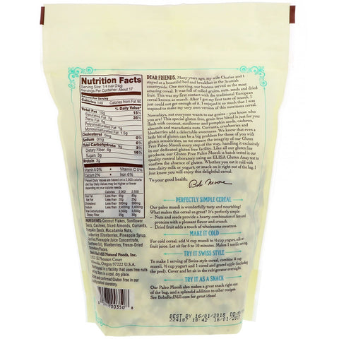 Bob's Red Mill, Muesli, estilo Paleo, sin gluten, 14 oz (397 g)