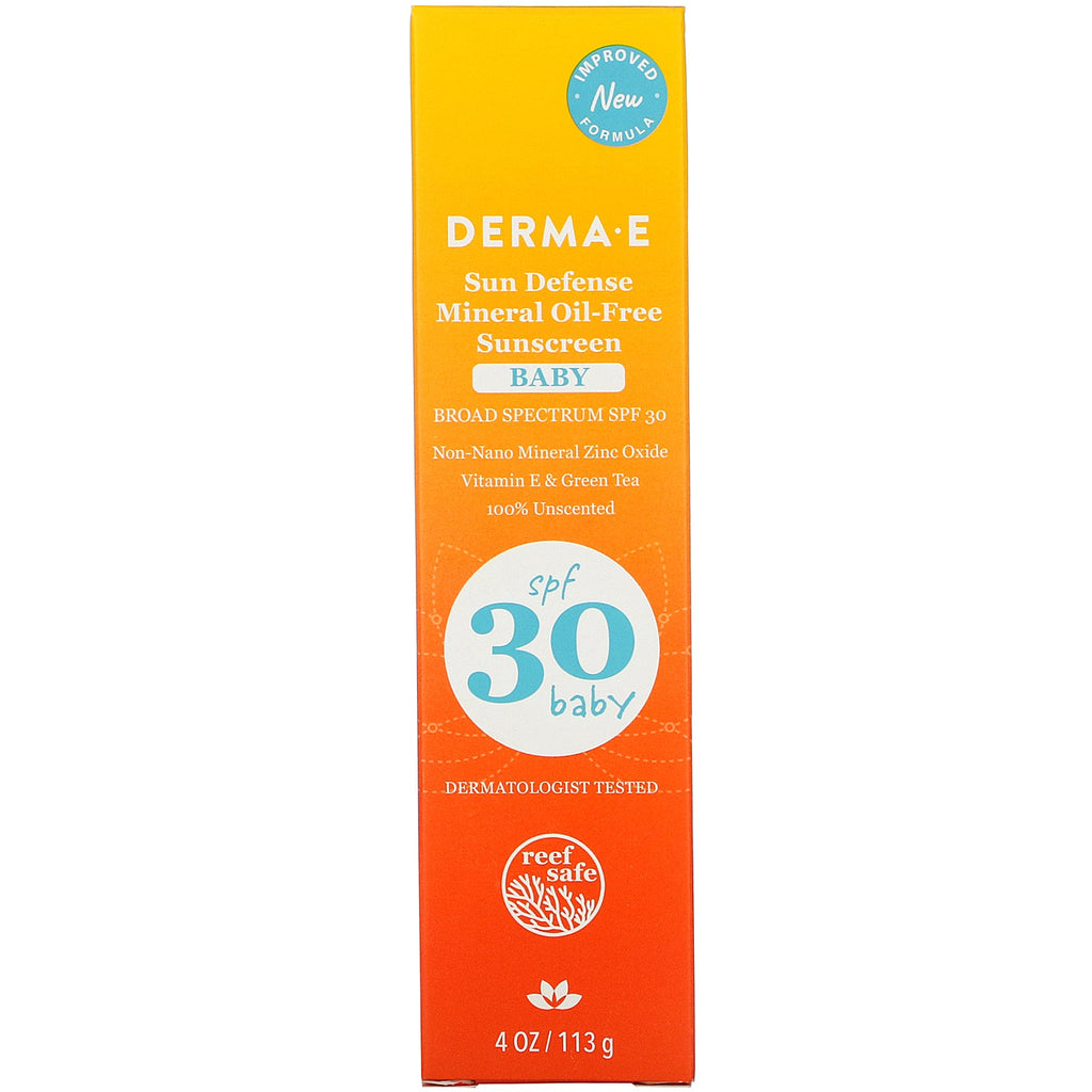 Derma E, Baby, Sun Defense mineraloliefri solcreme, SPF 30, 4 oz (113 g)