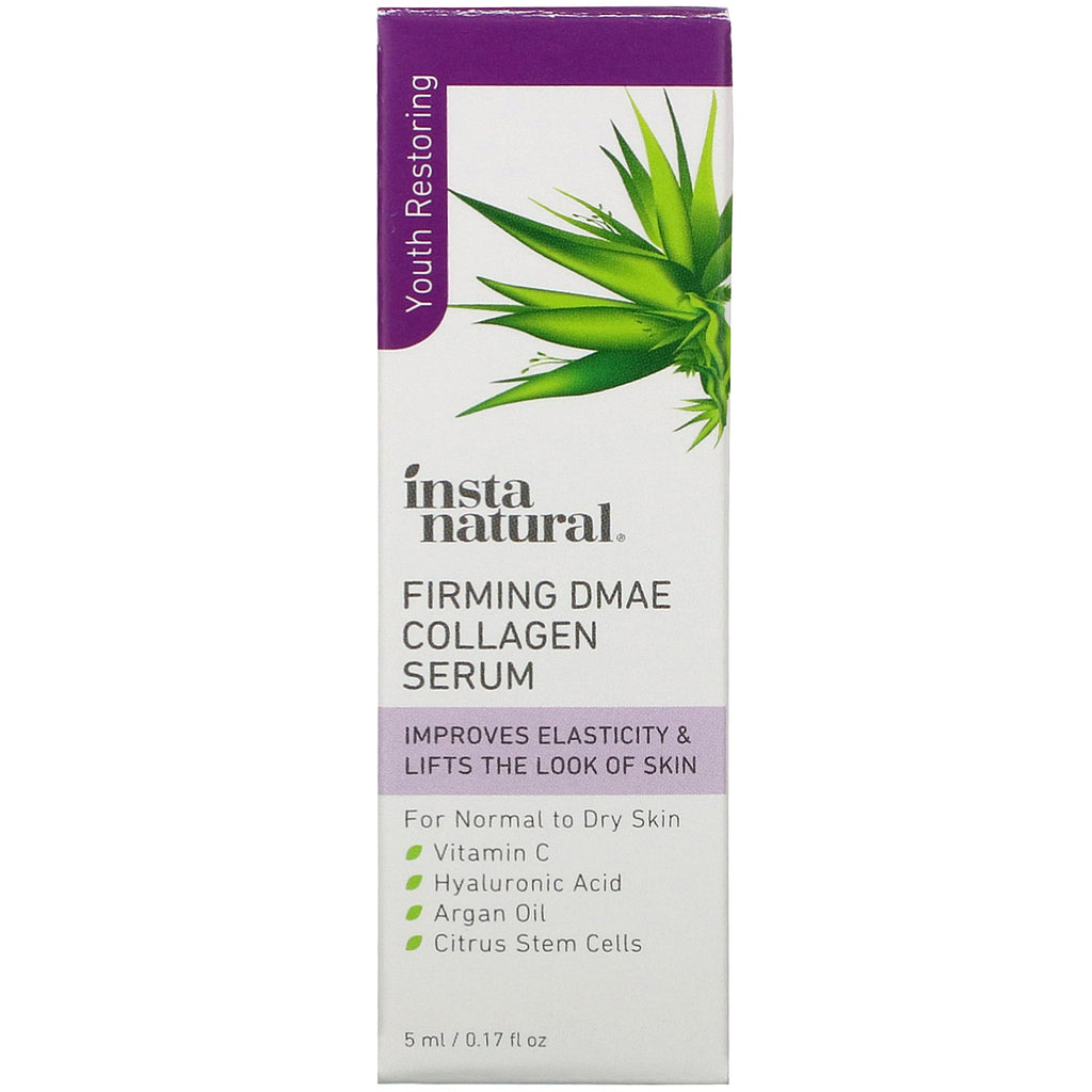 InstaNatural, opstrammende DMAE-kollagenserum, 0,17 fl oz (5 ml)