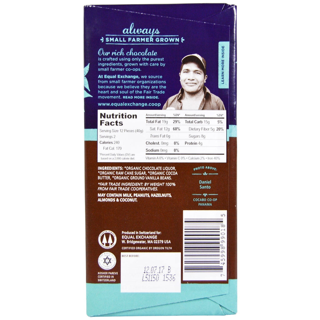 Equal Exchange, , mørk chokolade, Panama Extra Dark, 80 % kakao, 2,8 oz (80 g)