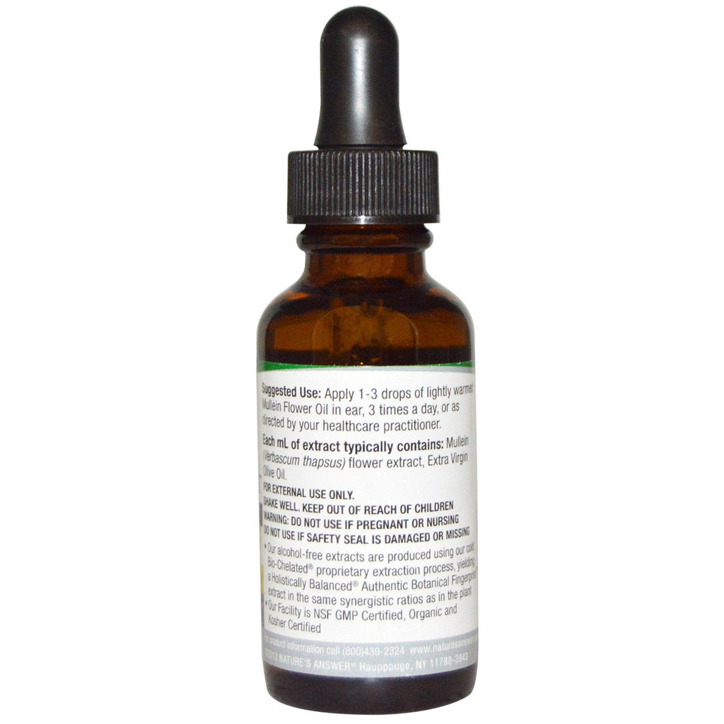 Naturens Answer, Mullein Flower, Øreolie, Alkoholfri, 1 fl oz (30 ml)
