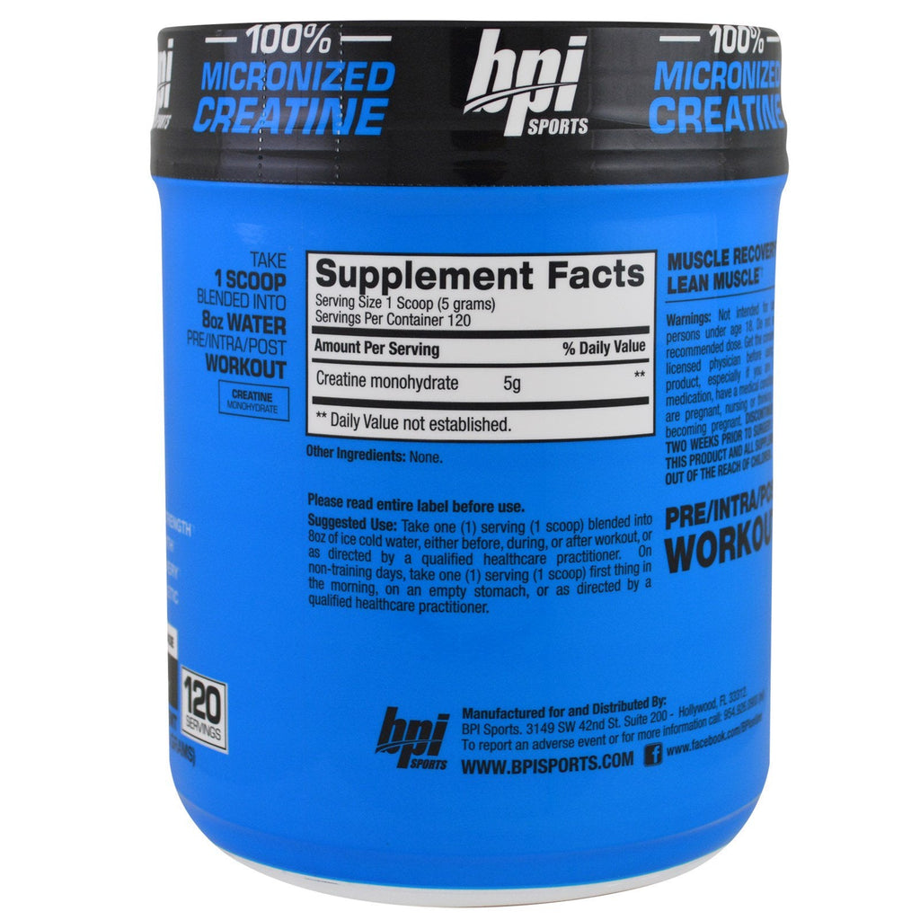 BPI Sports, mikroniseret kreatin, begrænset udgave, uden smag, 1,32 lbs (600 g)