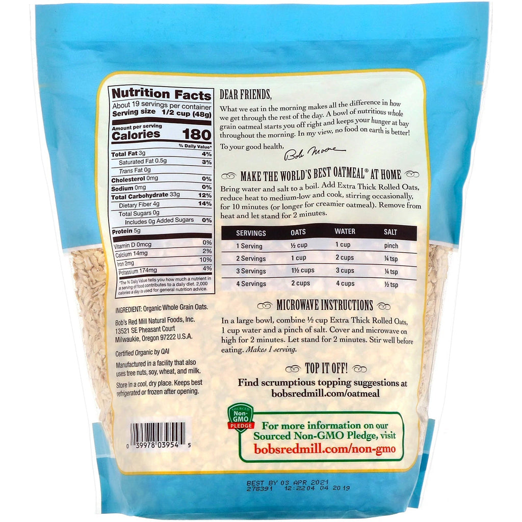 Bob's Red Mill, Avena arrollada extra espesa, grano integral, 32 oz (907 g)