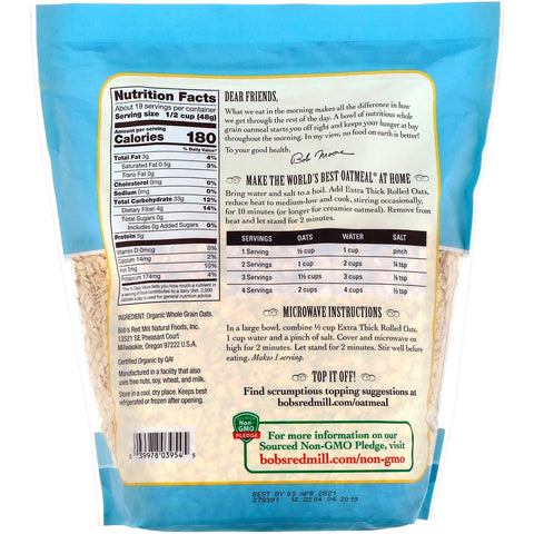 Bob's Red Mill, Avena arrollada extra espesa, grano integral, 32 oz (907 g)
