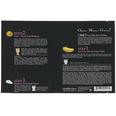 Double Dare, Peel Off Beauty Mask, 3 i 1 sæt