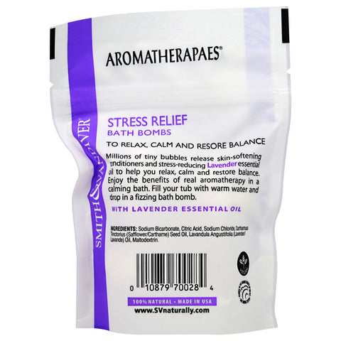 Smith & Vandiver, Bombas de baño para aliviar el estrés con esencia de lavanda, 4 bolas de baño efervescentes, 22 g (0,8 oz) cada una
