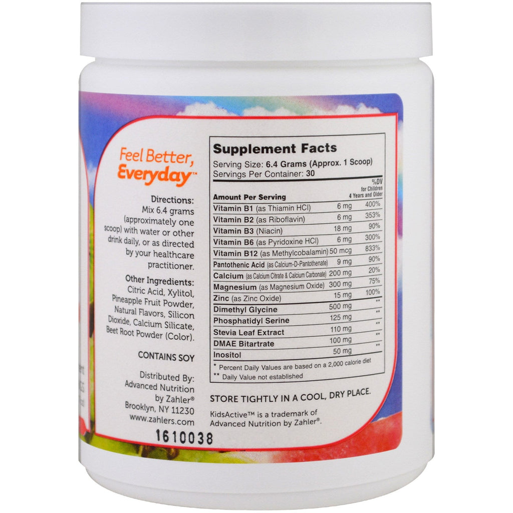 Zahler, Kids Active, avanceret formel til det sunde, aktive barn, frugtpunch, 6,7 oz (192 g)