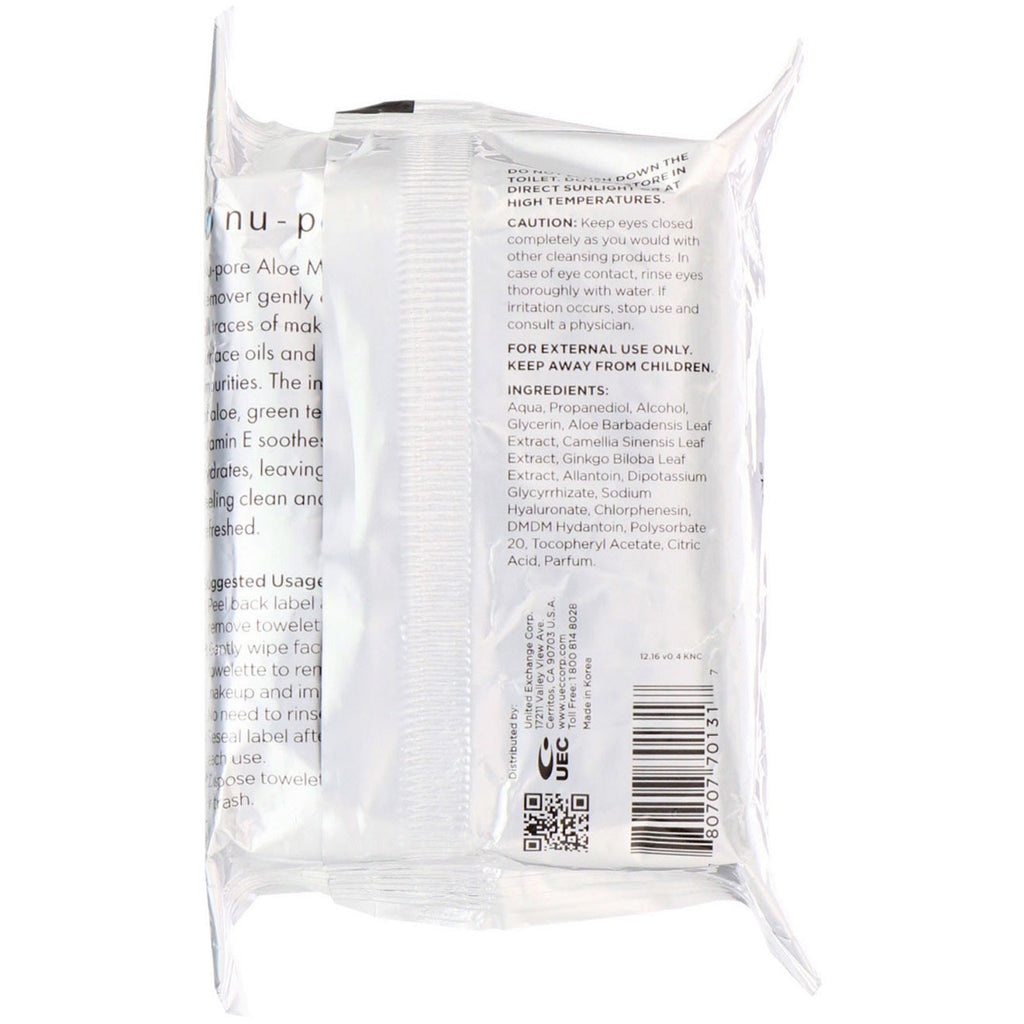 Nu-Pore, Aloe Makeup Remover, 24 håndklæder