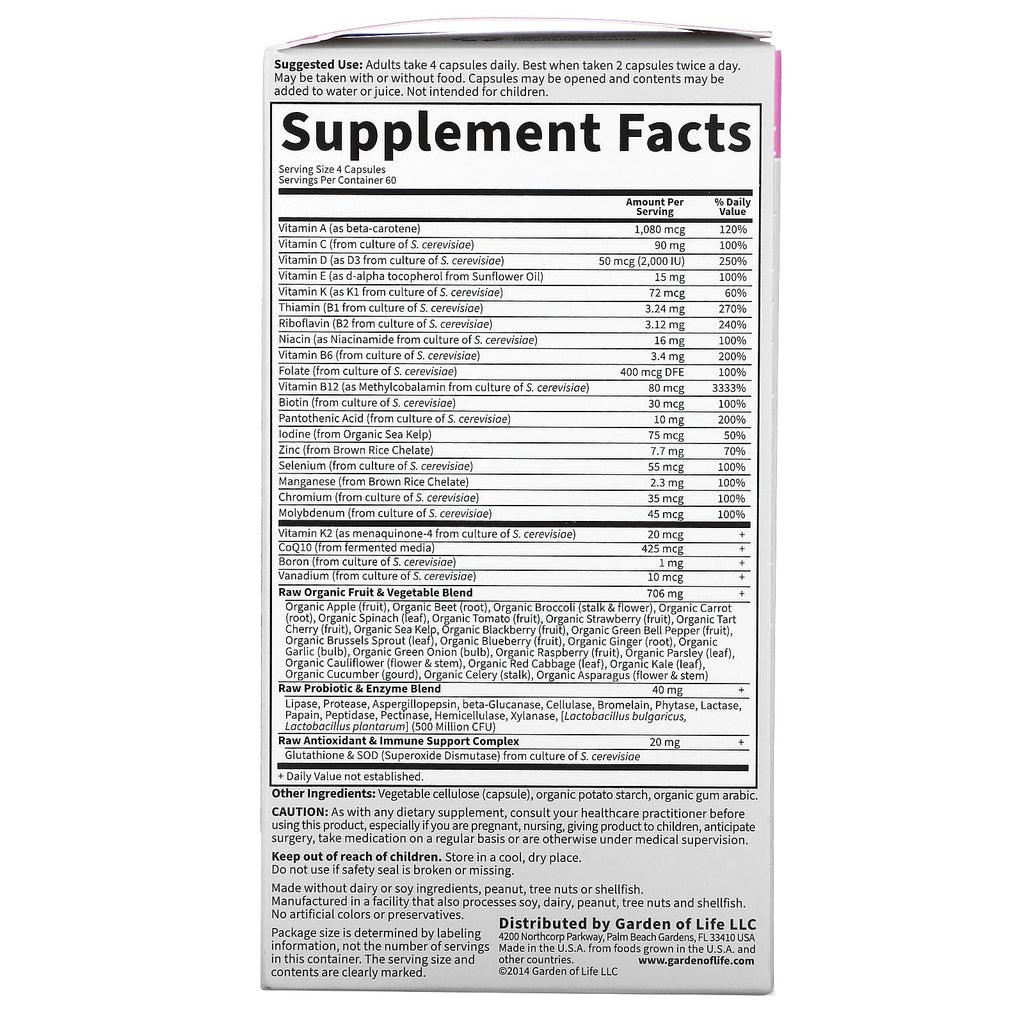 Life Garden, Vitamin Code, 50 &amp; Wiser Women, Whole Food Multivitamin, 240 vegetariske kapsler