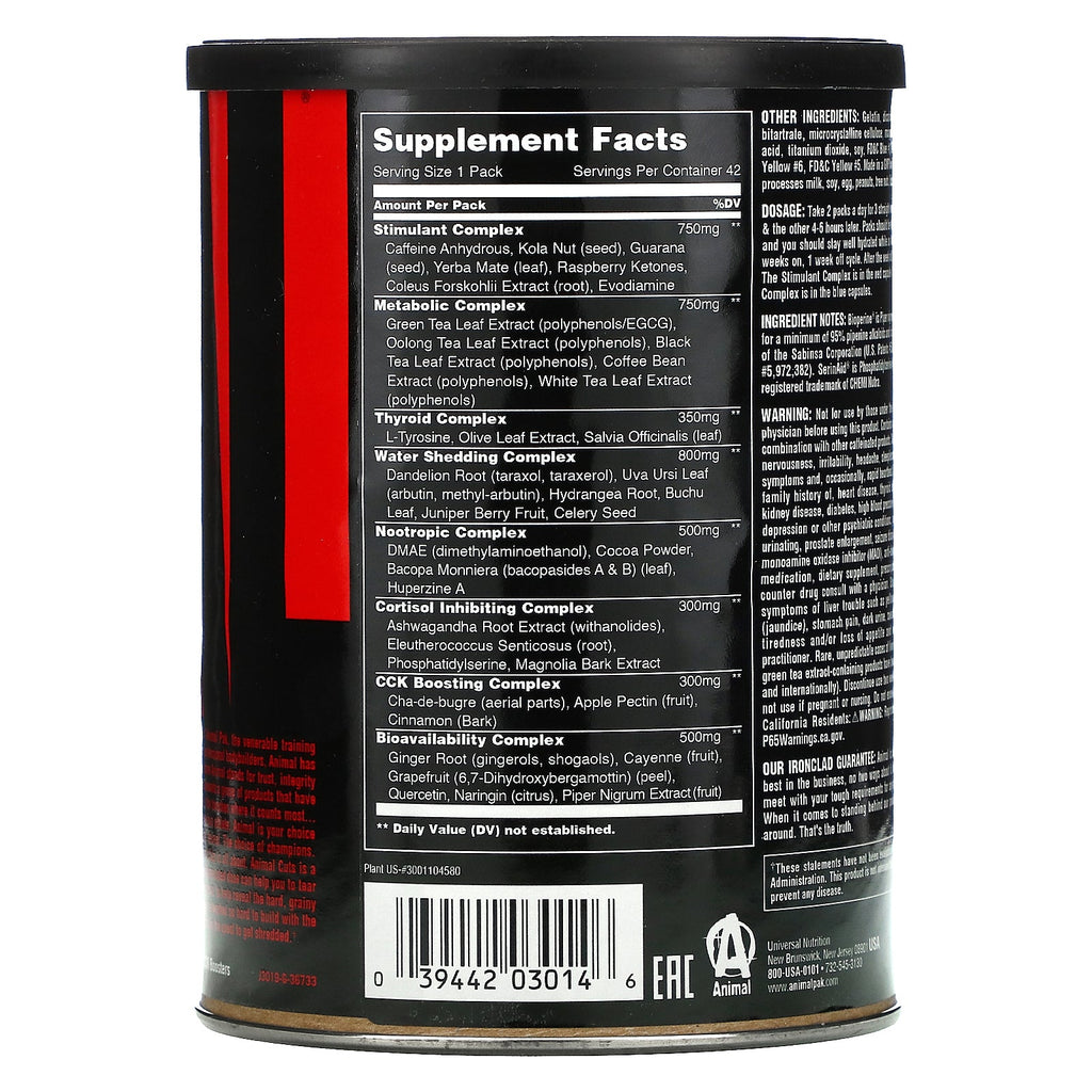 Universal Nutrition, Animal Cuts, Ripped & Peeled, 42 Packs