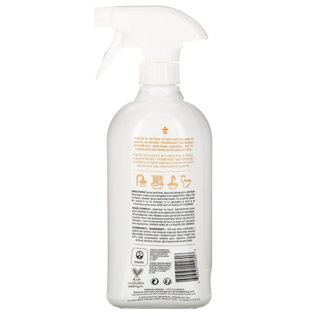 ATTITUDE, badeværelsesrens, citrusskal, 27,1 fl oz (800 ml)