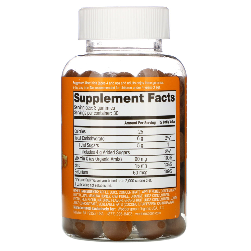 Wedderspoon, Manuka Honey, Immunity Gummies, Citrus,  90 Gummies