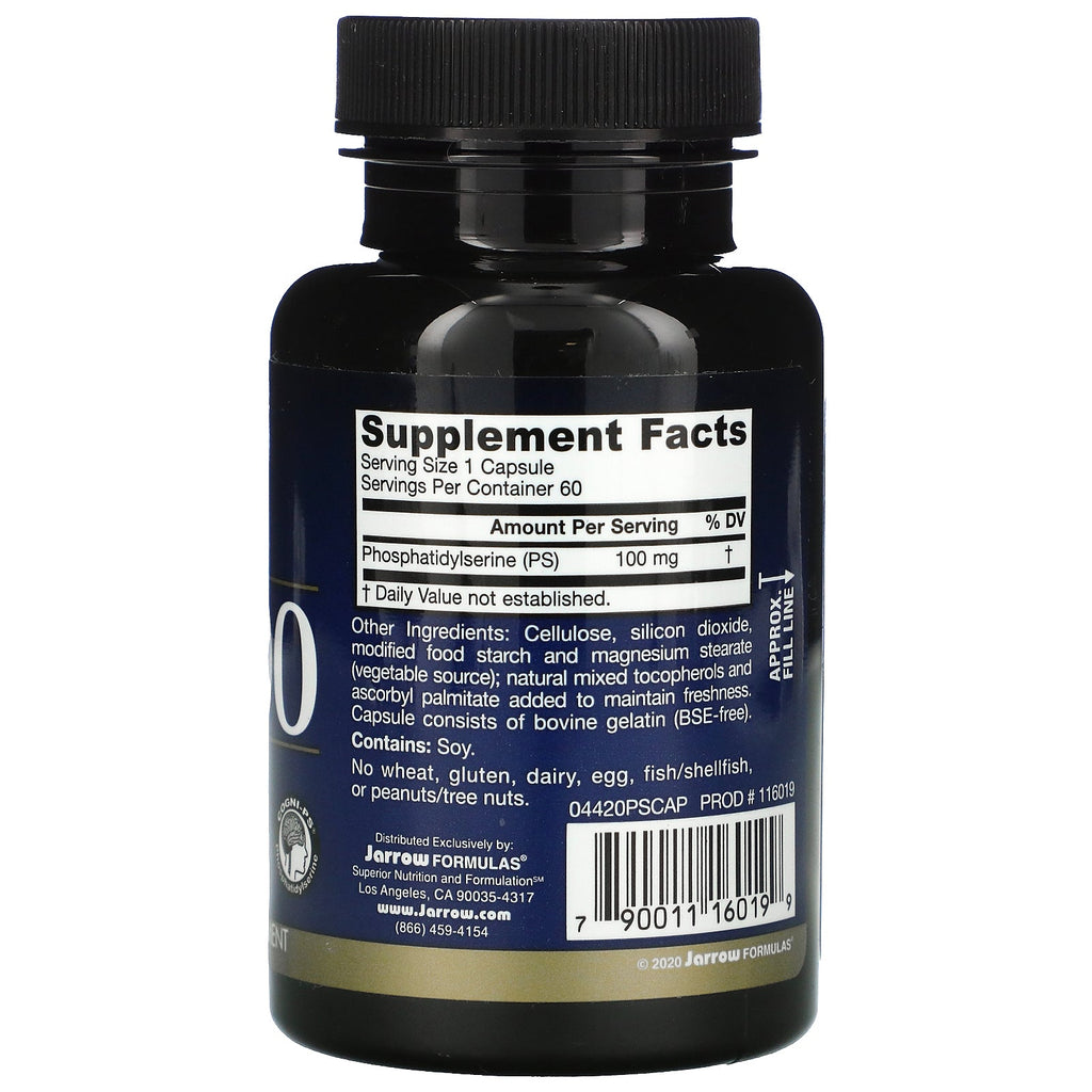 Jarrow Formulas, PS 100, Phosphatidylserine, 100 mg, 60 Capsules