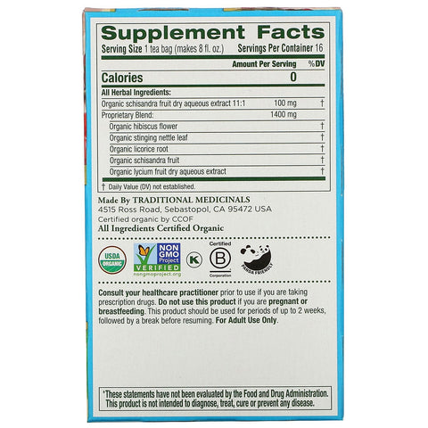Traditionelle lægemidler, detox hver dag, koffeinfri, Schisandra Berry, 16 indpakkede teposer, 24 g (0,85 oz)