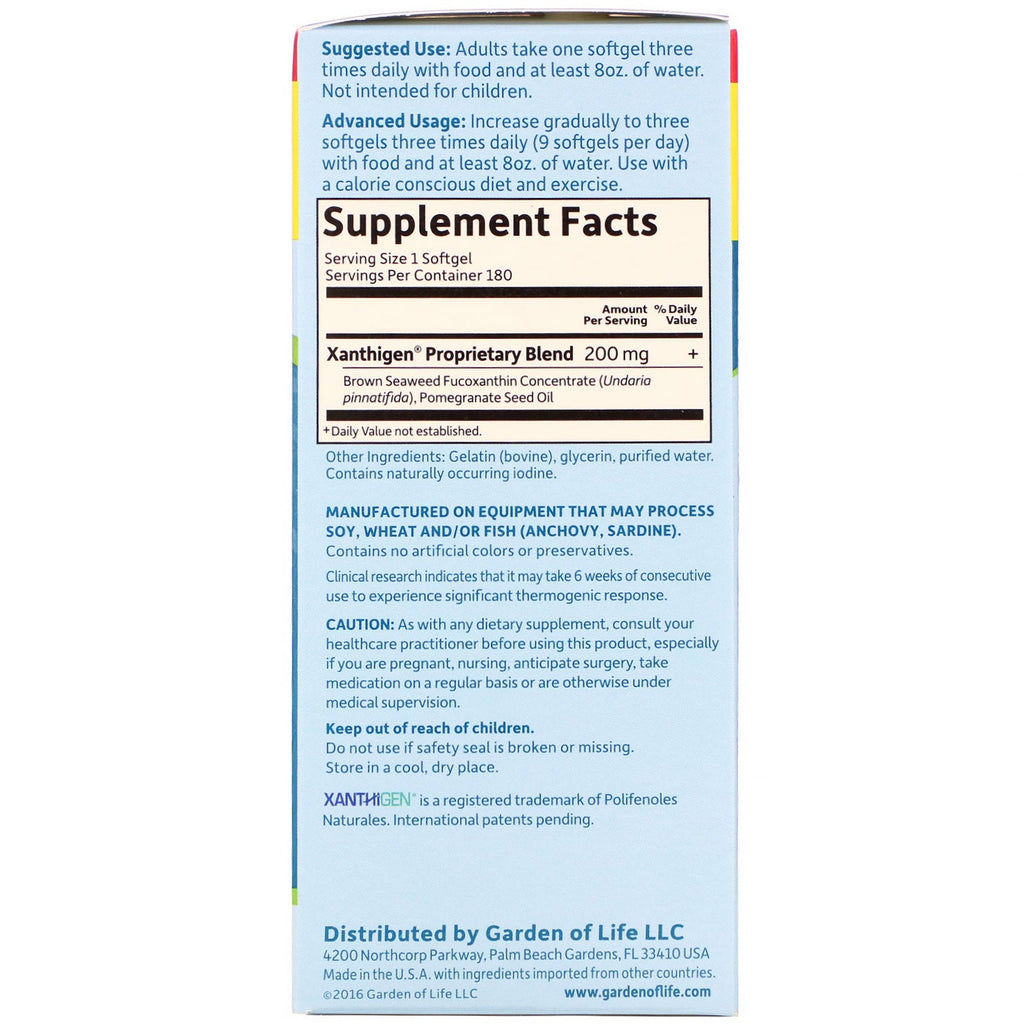 Garden of Life, FucoThin, 180 Softgels