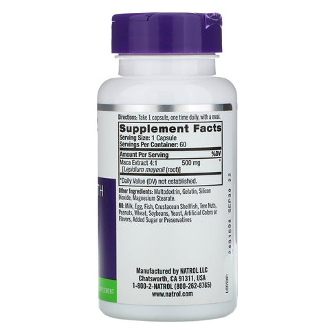 Natrol, Maca, 500 mg, 60 kapsler
