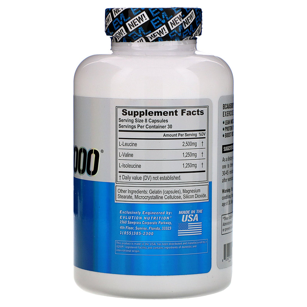 EVLution Nutrition, BCAA5000, 240 Capsules