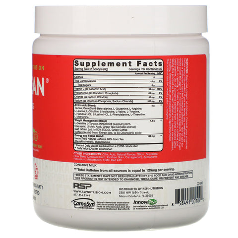 RSP Nutrition, AminoLean, essentielle aminosyrer + Anytime Energy, Strawberry Kiwi, 9,52 oz (270 g)