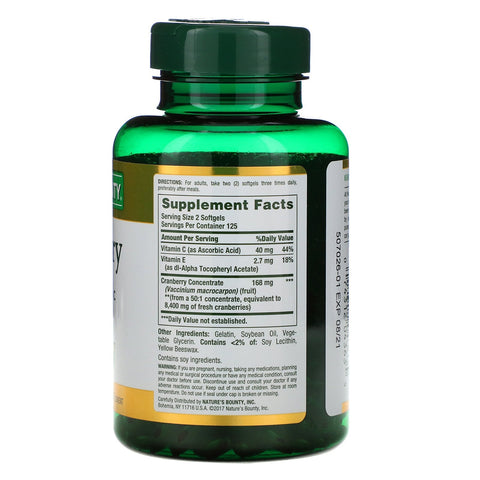 Nature's Bounty, Tranebær med C-vitamin, 250 Rapid Release Softgels