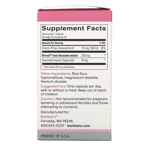 Barlean's, Brevail Plant Lignan Extract, 30 kapsler