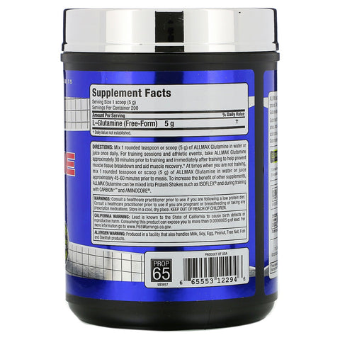 ALLMAX Nutrition, Glutamin, 2,20 lbs (1.000 g)