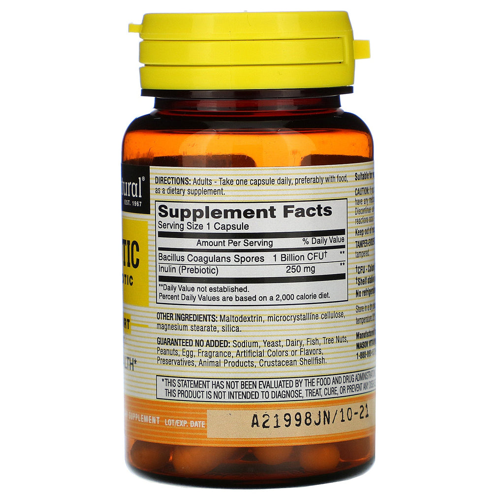 Mason Natural, Probiotisk med Prebiotikum, 40 Veggie-kapsler