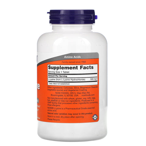 Now Foods, L-Lysine, 500 mg, 250 Tablets