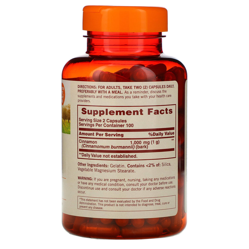 Sundown Naturals, Cinnamon, 1000 mg, 200 Capsules