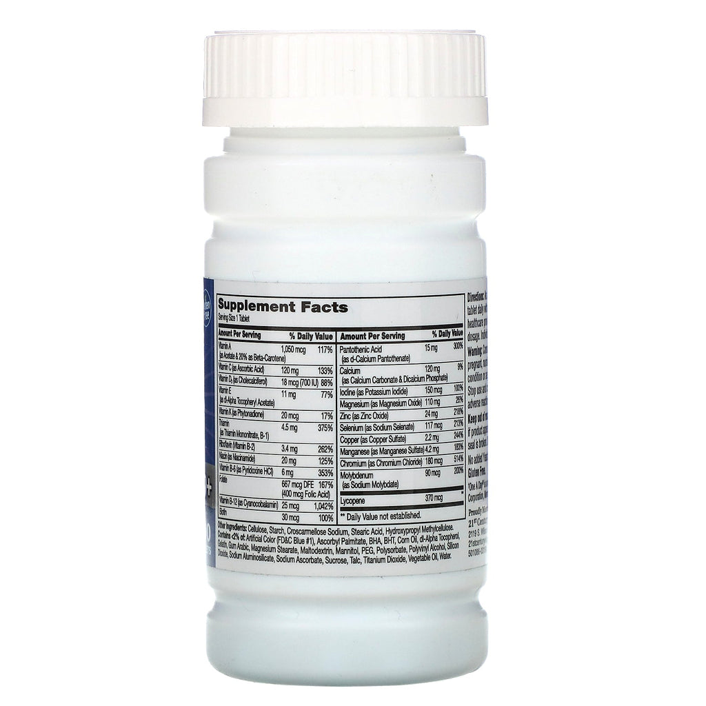21. århundrede, en daglig, mænd 50+, multivitamin multimineral, 100 tabletter