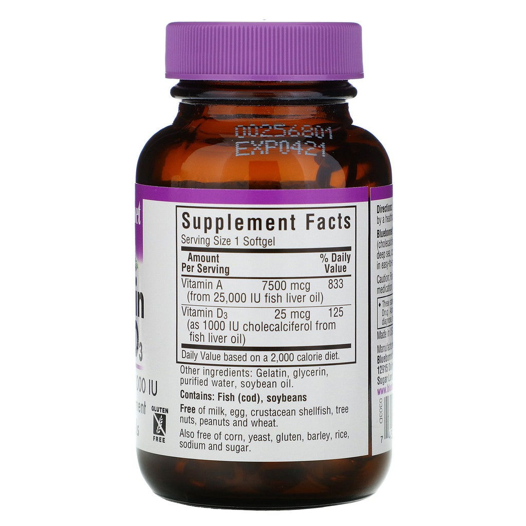 Bluebonnet Nutrition, Vitamin A & D3, 100 Softgels