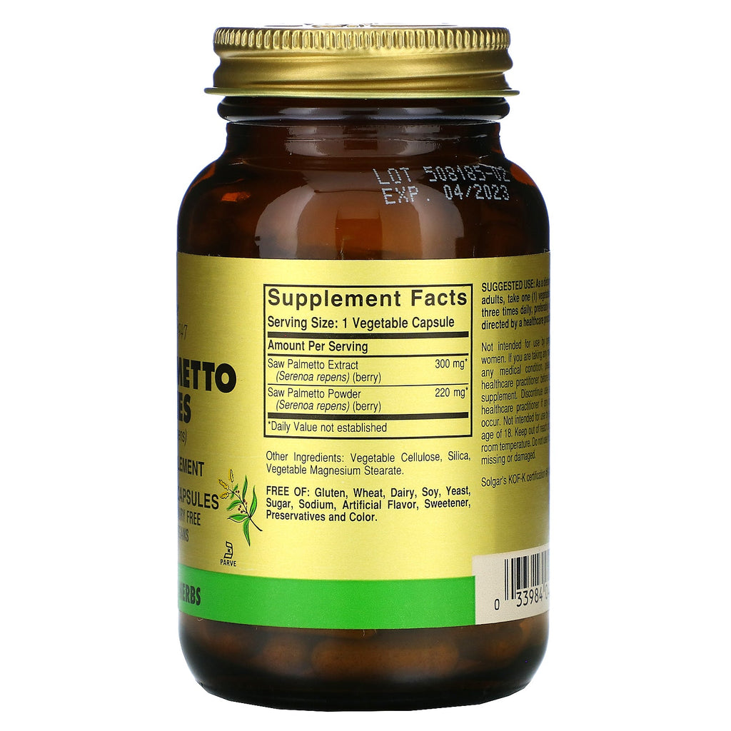 Solgar, Saw Palmetto Berries, 100 Vegetable Capsules