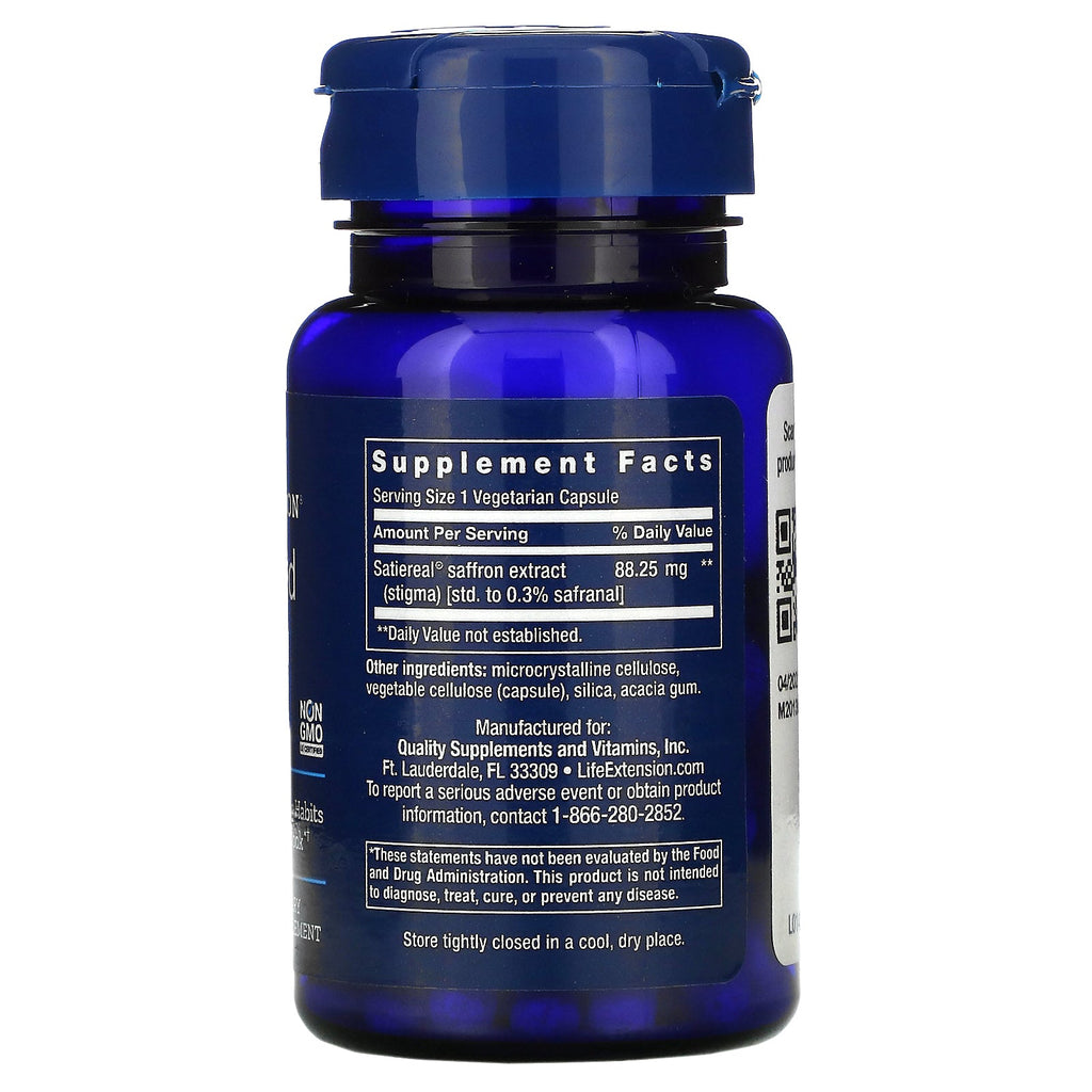 Life Extension, optimeret safran med satiereal, 60 vegetariske kapsler