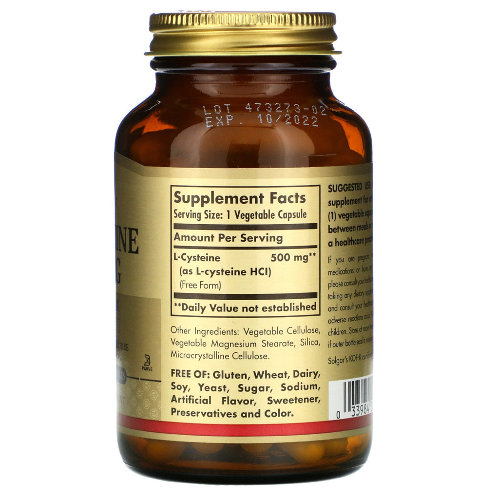 Solgar, L-Cysteine, 500 mg, 90 Vegetable Capsules