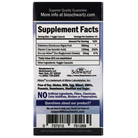 BioSchwartz, Advanced Formula Sambucus Hyldebær, 60 Veggie Caps