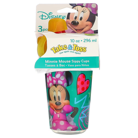 The First Years, Disney Minnie Mouse, vasos para sorber Take & Toss, a partir de 9 meses, paquete de 3, 10 oz (296 ml) cada uno