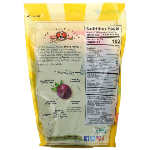 Mariani frutos secos, ciruelas pasas sin hueso, 18 oz (510 g)