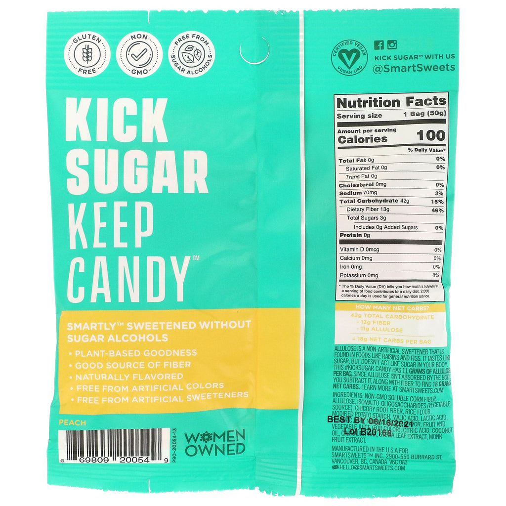 SmartSweets, ferskenringe, fersken, 1,8 oz (50 g)