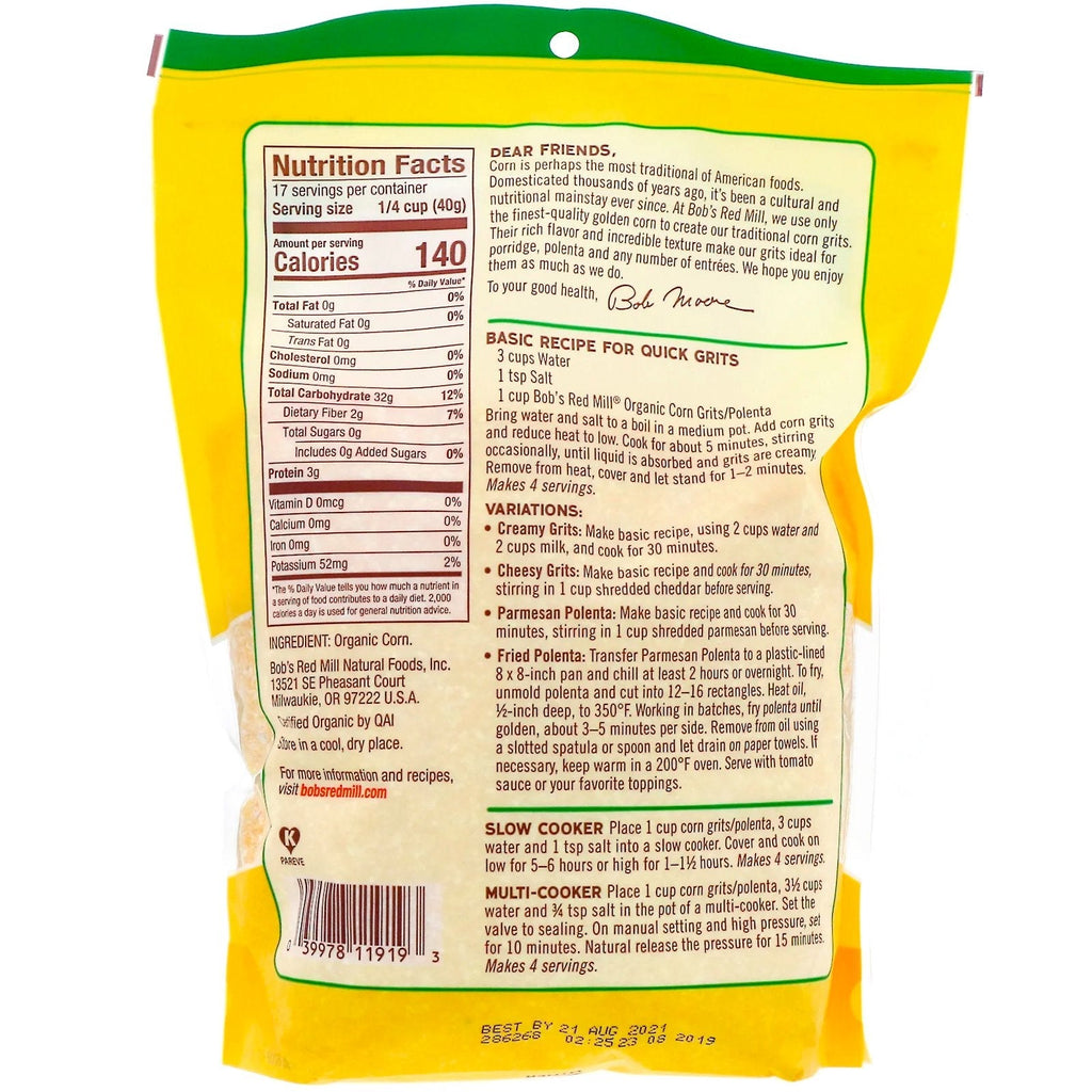 Bob's Red Mill, Corn Grits, Polenta, 24 oz (680 g)