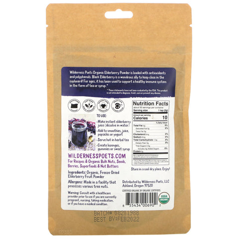 Wilderness Poets, frysetørret hyldebærpulver, 3,5 oz (99 g)
