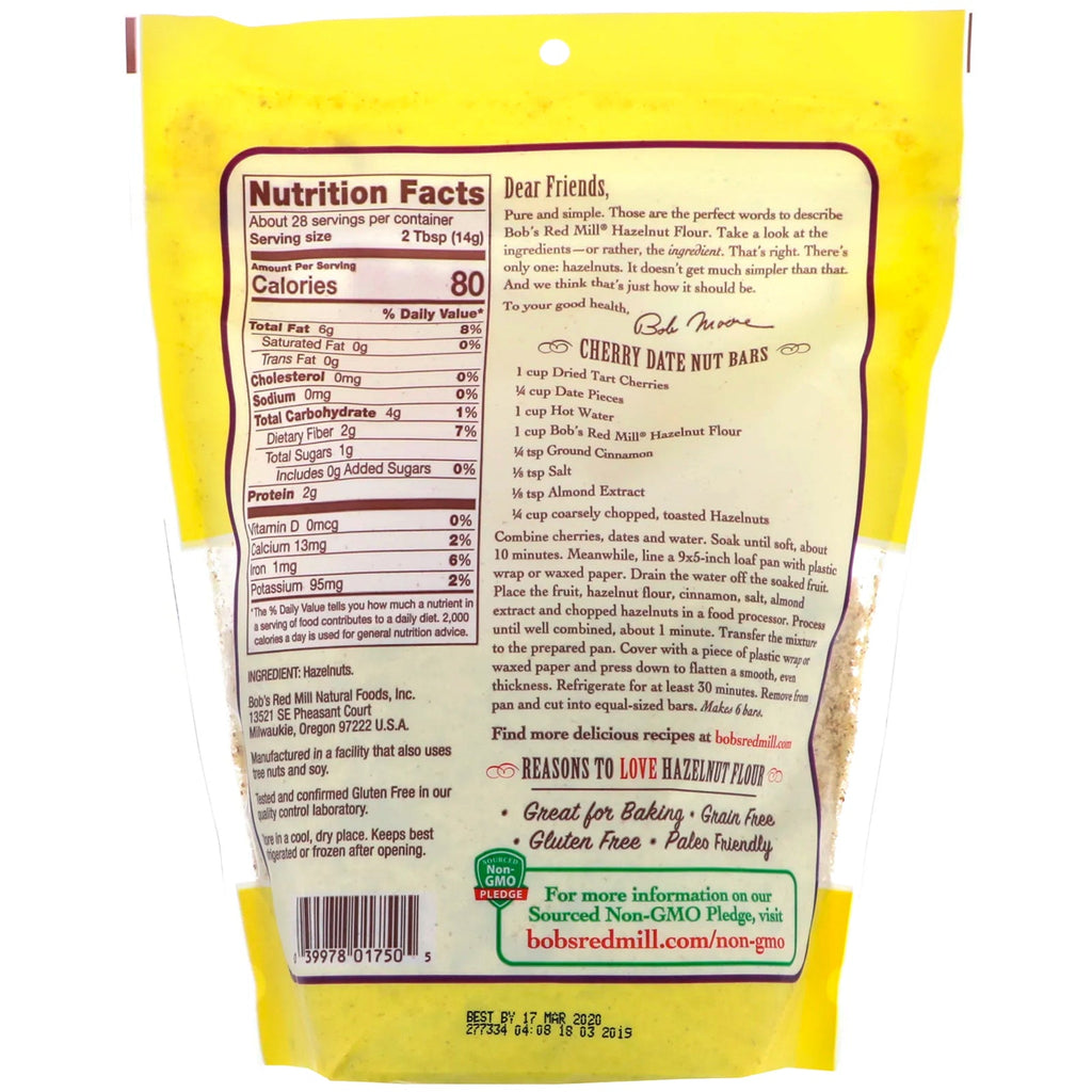 Bob's Red Mill, Finely Ground Hazelnut Flour, Gluten Free, 14 oz (396 g)