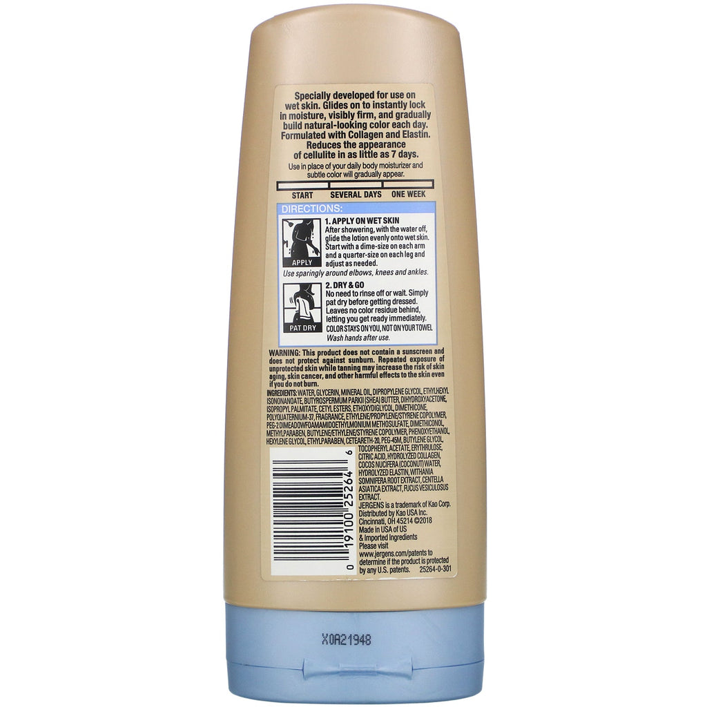 Jergens, Natural Glow, Wet Skin Moisturizer, Opstrammende, Fair til Medium, 7,5 fl oz (221 ml)