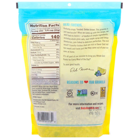 Bob's Red Mill, granola horneada, arándano y limón, 11 oz (312 g)