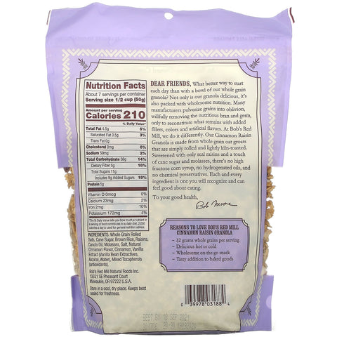 Bob's Red Mill, granola con canela y pasas, 340 g (12 oz)