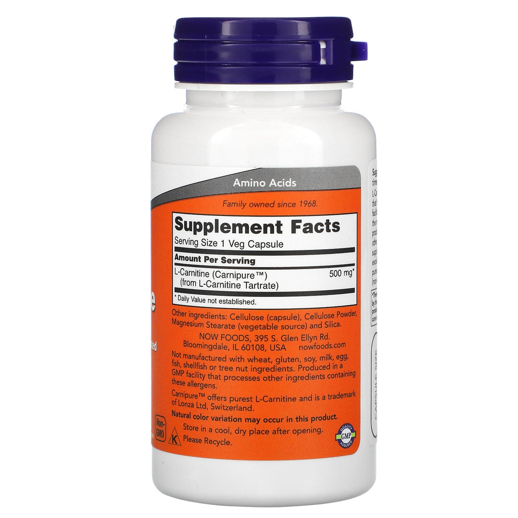 Now Foods, L-Carnitine, 500 mg, 60 Veg Capsules