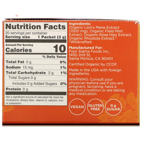 Fire Sigmatic, svampeeliksirblanding med løvemanke, 20 pakker, 0,1 oz (3 g) hver