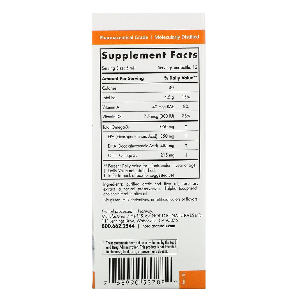 Nordic Naturals, DHA para bebés con vitamina D3, 2 fl oz (60 ml)