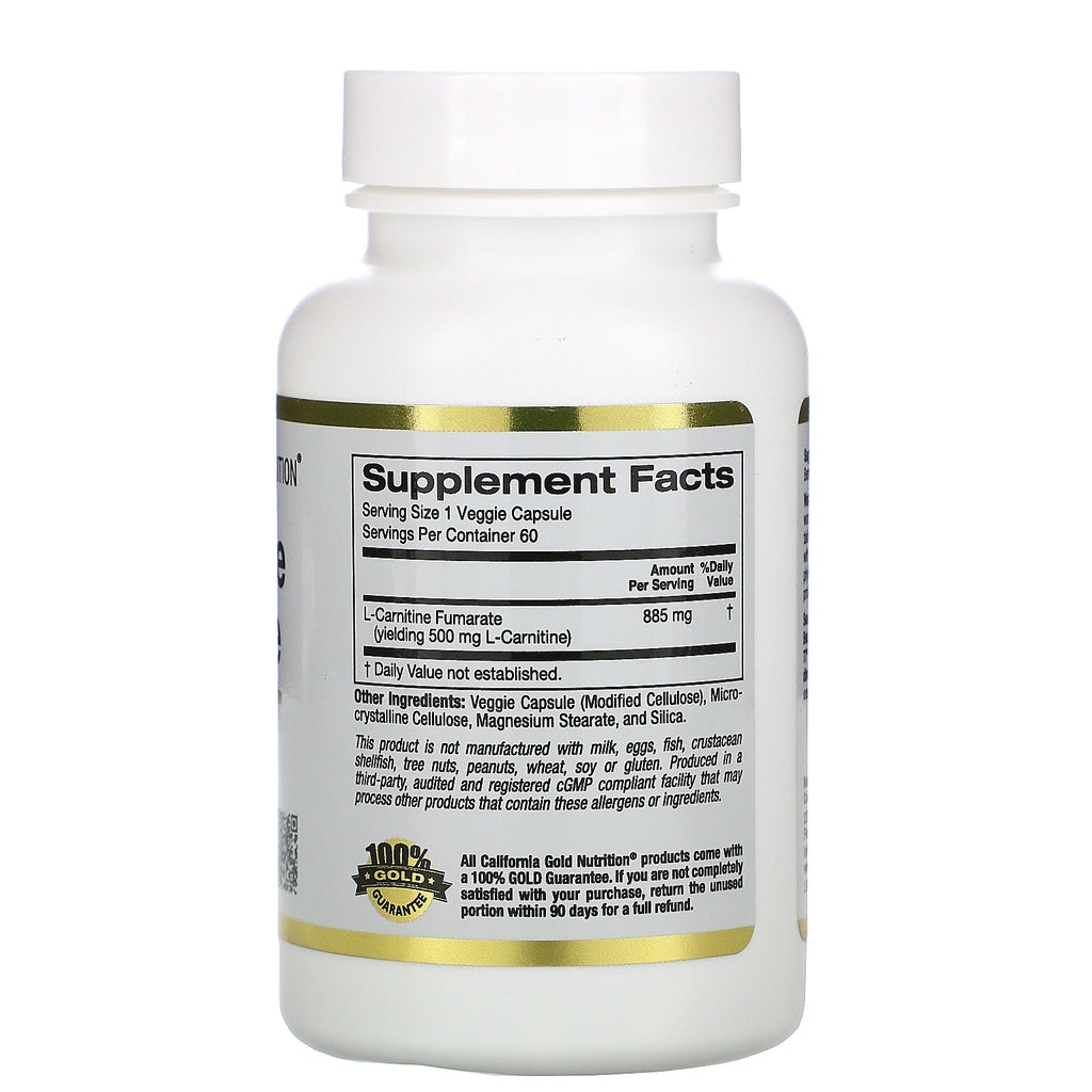 California Gold Nutrition, L-Carnitine Fumarate, European Sourced, Alfasigma, 885 mg, 60 Veggie Caps